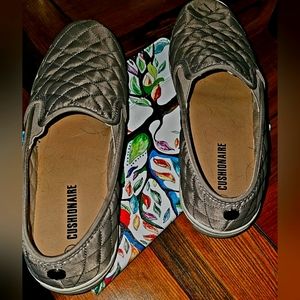 Cushionare slide on shoes taupe